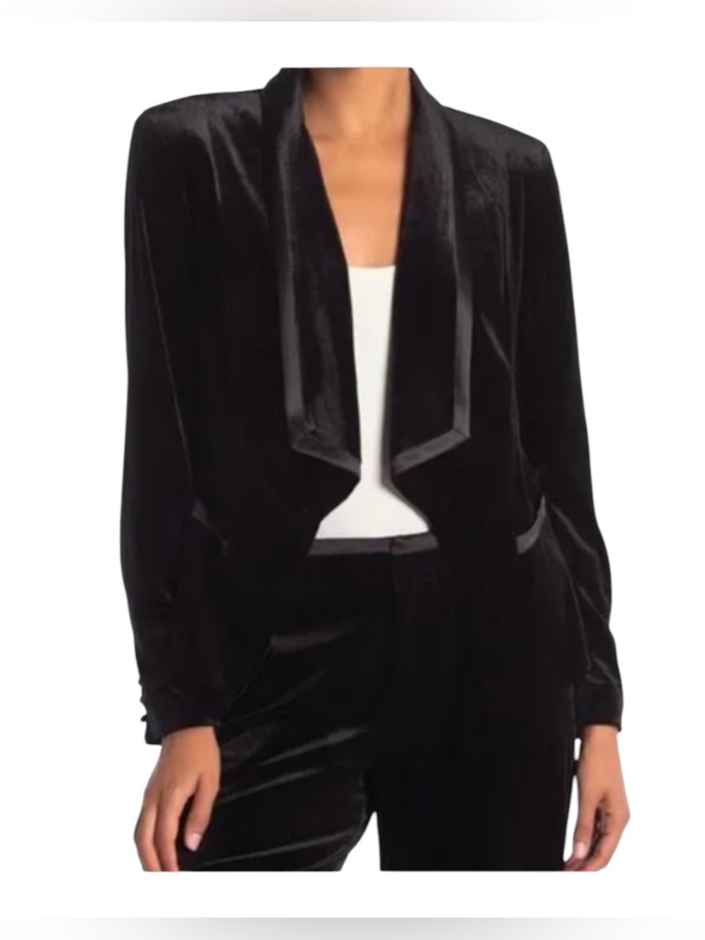 LAUNDRY Shelli Segal Velvet Open Front Jacket Evening Wear Black Sz Med